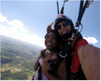 tandem skydiving parachute ride